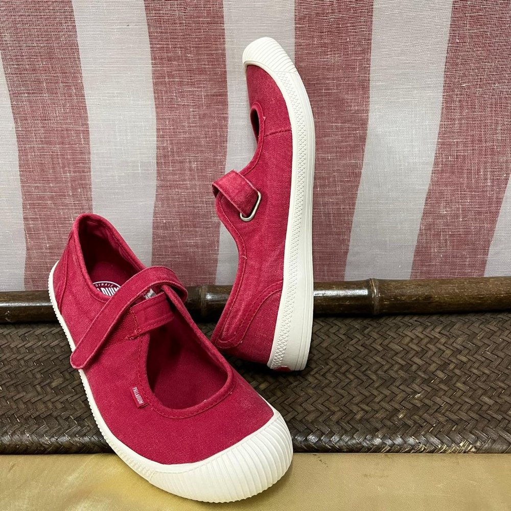 NWB Palladium Flex Mary Jane Women's Shoes Sz 10 red canvas